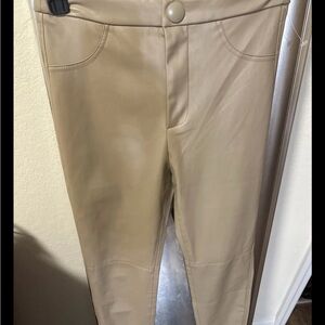Zara women’s Tan Faux Leather Pants size small